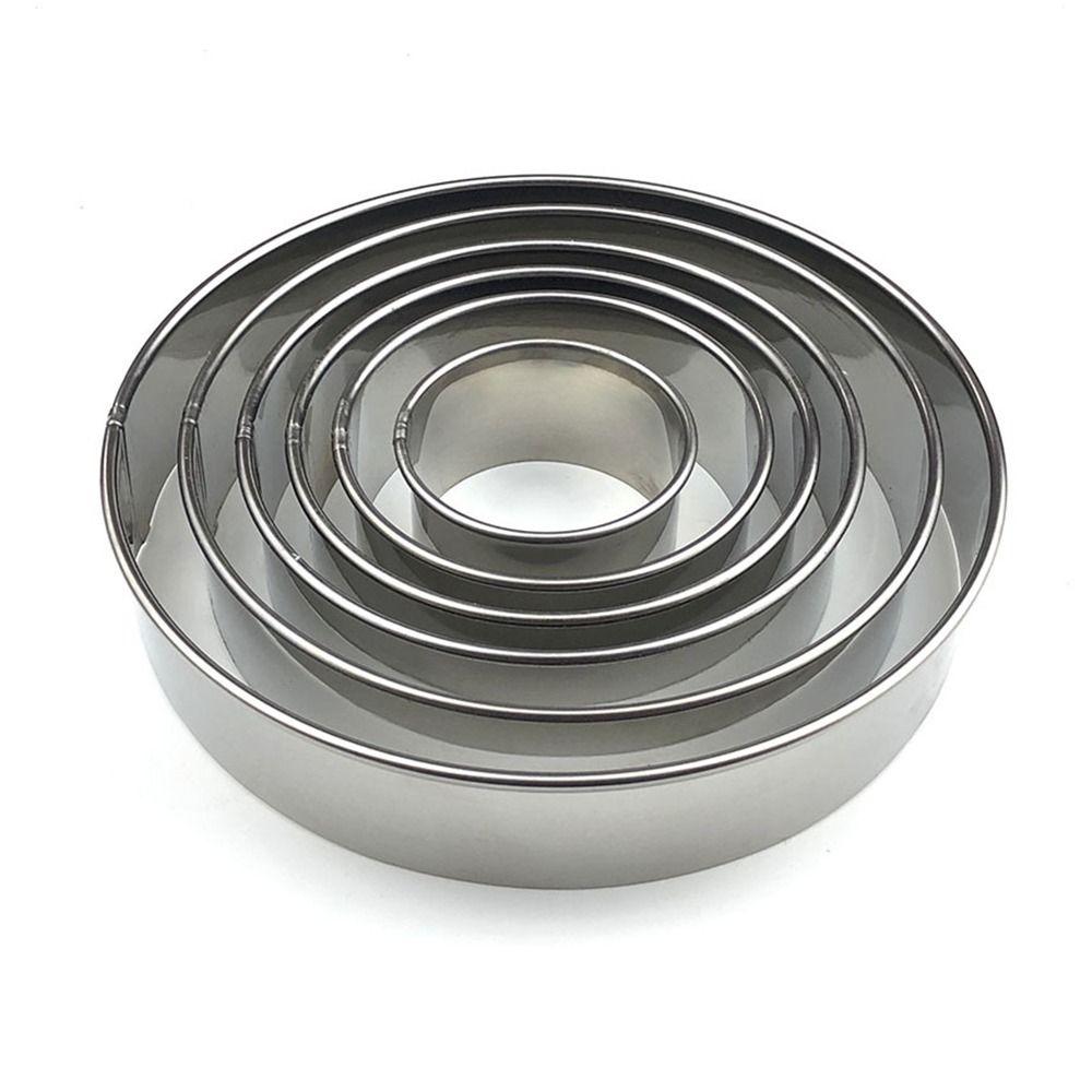 6Pcs/Set New Stainless Steel Cake Ring Mold Round Circle DIY Cake Gum Paste Mould 5/7/9/11/13/15cm Cookie Mousse Cuttur