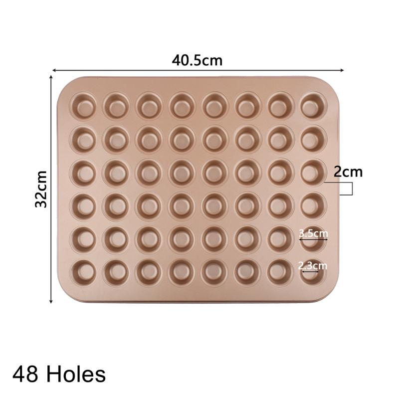 48 Holes Mini Round Muffin Cake Pan Cupcake Mold Non Stick Baking Dishes Carbon Steel Oven Trays Pastry Tool Kitchen Bakeware