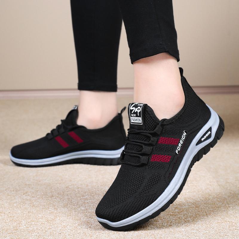Damenschuhe Outdoor Atmungsaktive Mesh-Schuhe Modische Freizeitschuhe Low-Top Sportschuhe für Frühling und Herbst