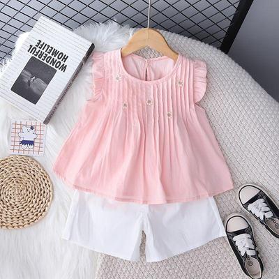 Girls' 2-Piece Cotton Set - Short Sleeved Pink Top+Casual Shorts - Cute And Sweet Casual Outfit -S-XXL