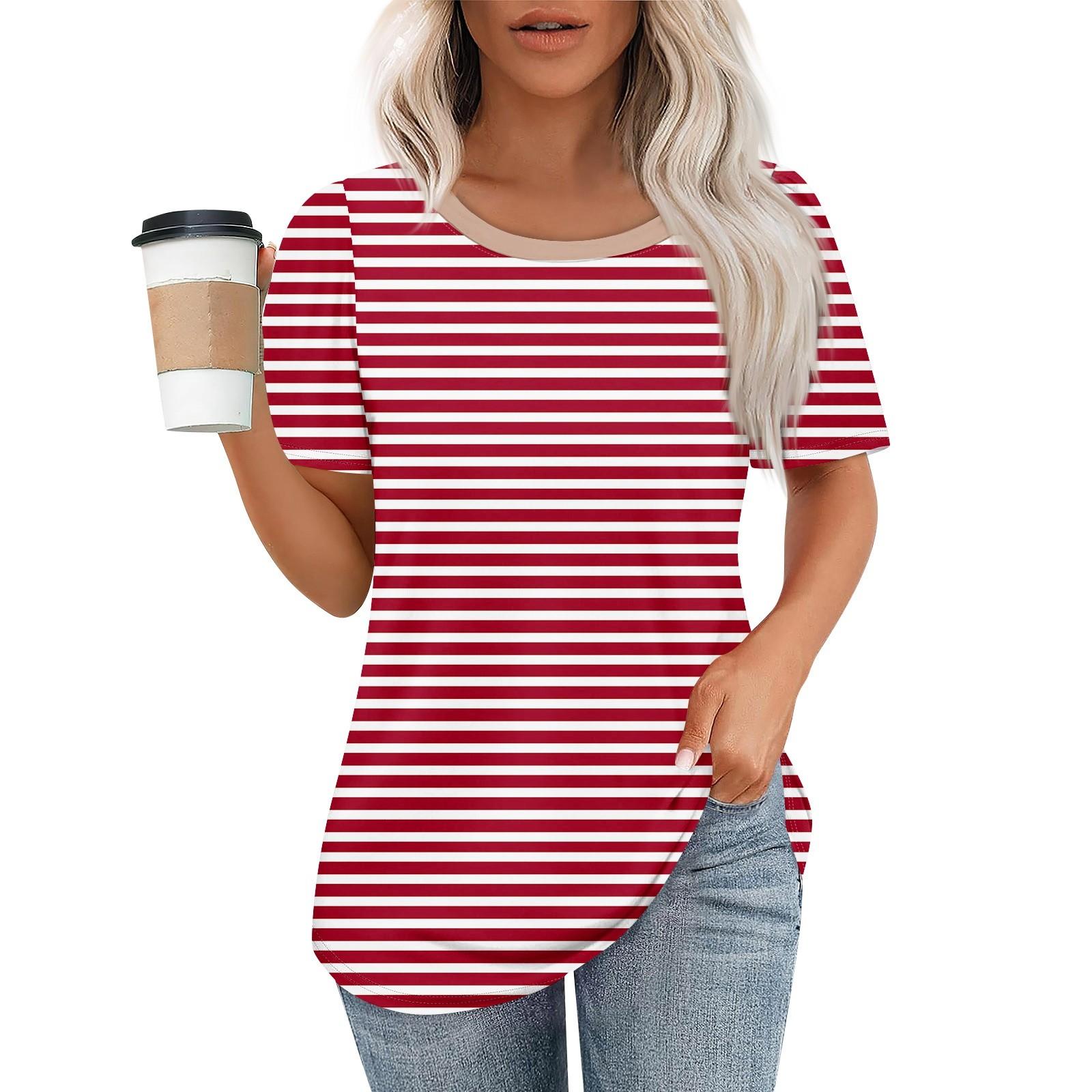 

Женский модный повседневный свитер с коротким рукавом и круглым вырезом M красный