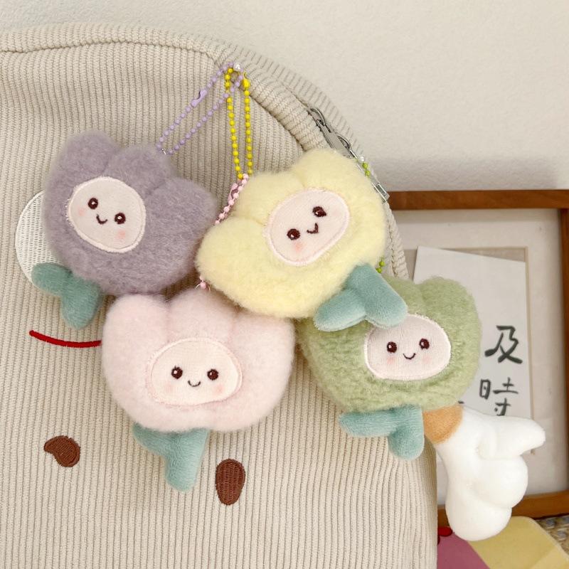Porte-clés Peluche Kawaii Dessin Animé Tulipe Douce Poupée Fleur Roulée Décoration Pendentif Sac Porte-clés Voiture Accessoires Porte-clés Cadeaux Fille