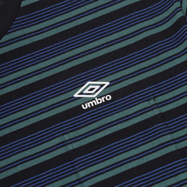 UMBRO Summer Pick Striped Short Sleeve T-Shirt Black Ur321Crs71 (A Type)