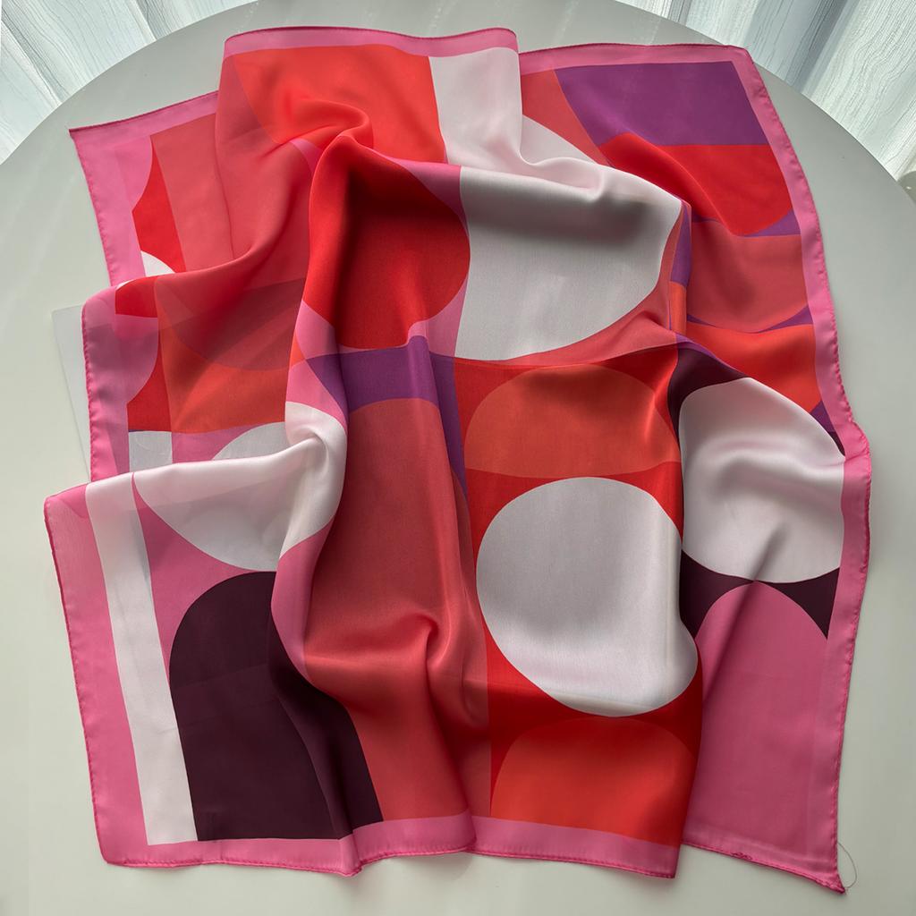 Luxury Square Scarf For Women Elegant Ladies Hijab Color Print Neckerchief Bandanas Spring Soft Stain Faux Silk Scarves Shawl