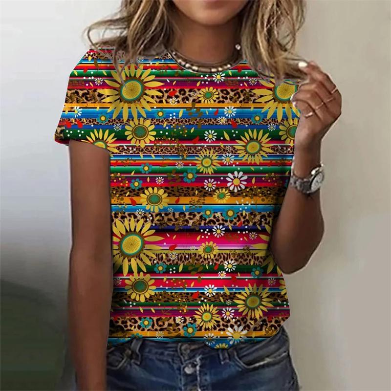 Women's T-shirt Summer Fashion Short-Sleeved Male Tops 3D Print Crew Neck Casual T Shirts Casual Leopard Graphic Unisex Clothing