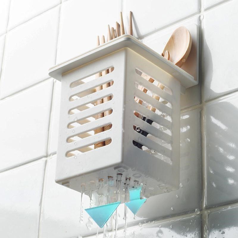 Multi Purpose Wall Mounted Plastic Chopstick Holder for Kitchen Storage