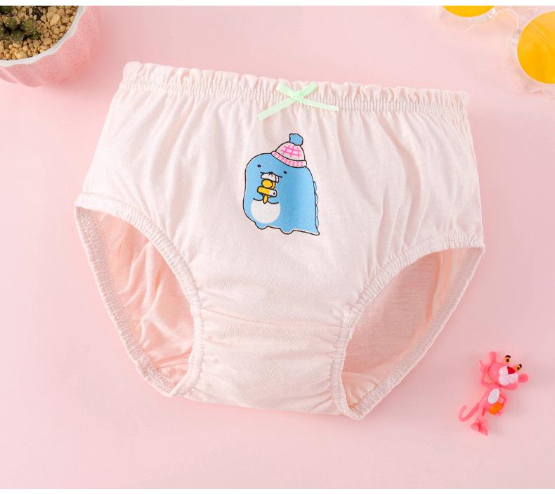 Korean Style Kids' Pure Cotton Cartoon Underwear - Medium & Large Girls' Triangle Shorts