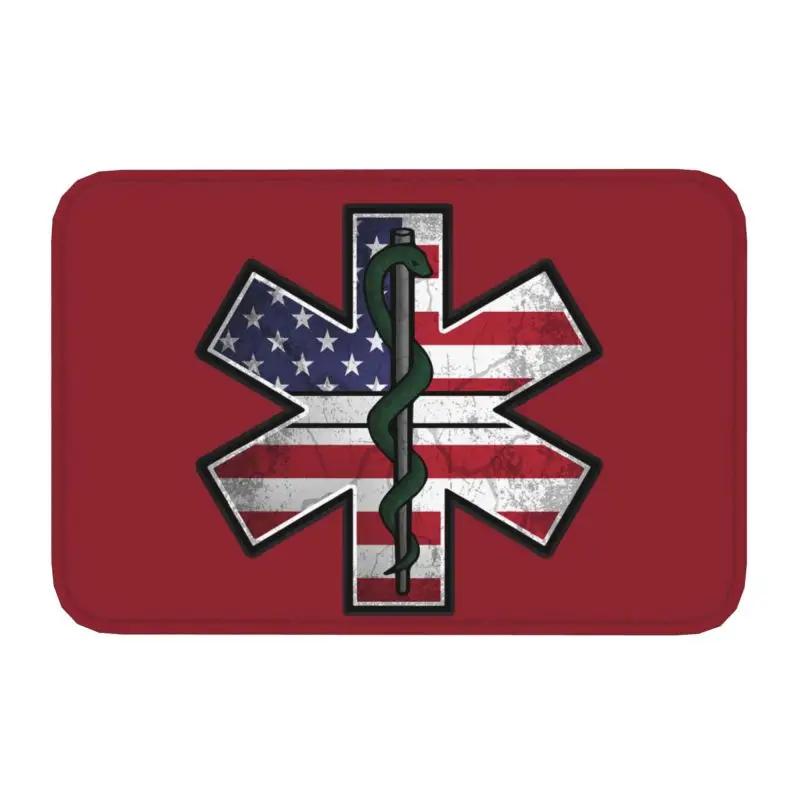 

Custom Star Of Life Doormat Non-Slip Entrance Kitchen Bathroom Floor Door Mats Emt Paramedic Medical Bedroom Balcony Carpet Rug 40x60cm