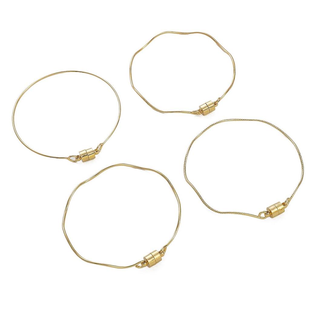 Copper Round Wire Batch Flower Magnet Bracelet (Hanging Plating)