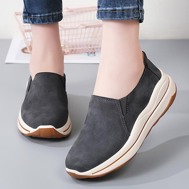 

Женские лоферы на платформе, мокасины, повседневные слипоны, толстая подошва, увеличение роста, обувь для тряски для мамы, большие размеры 42 серый