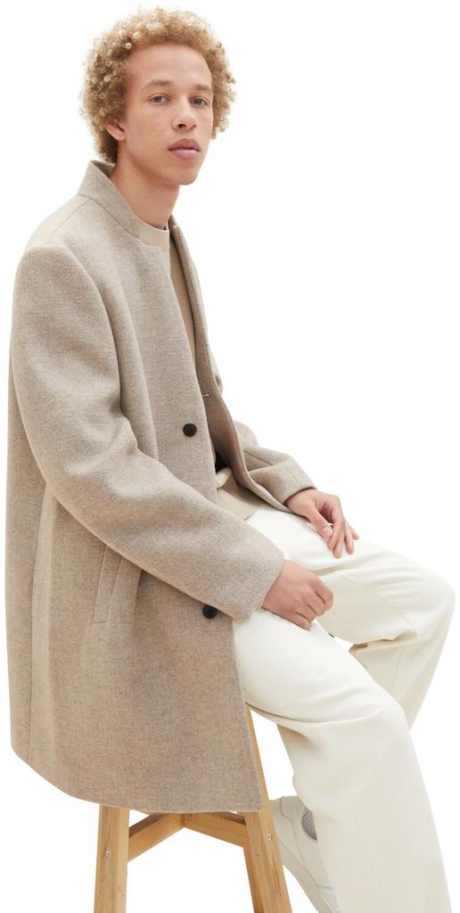 Winter Jacket Tom Tailor Denim Coat with Stand-up Collar (1037399) Sand with White Twill Structure