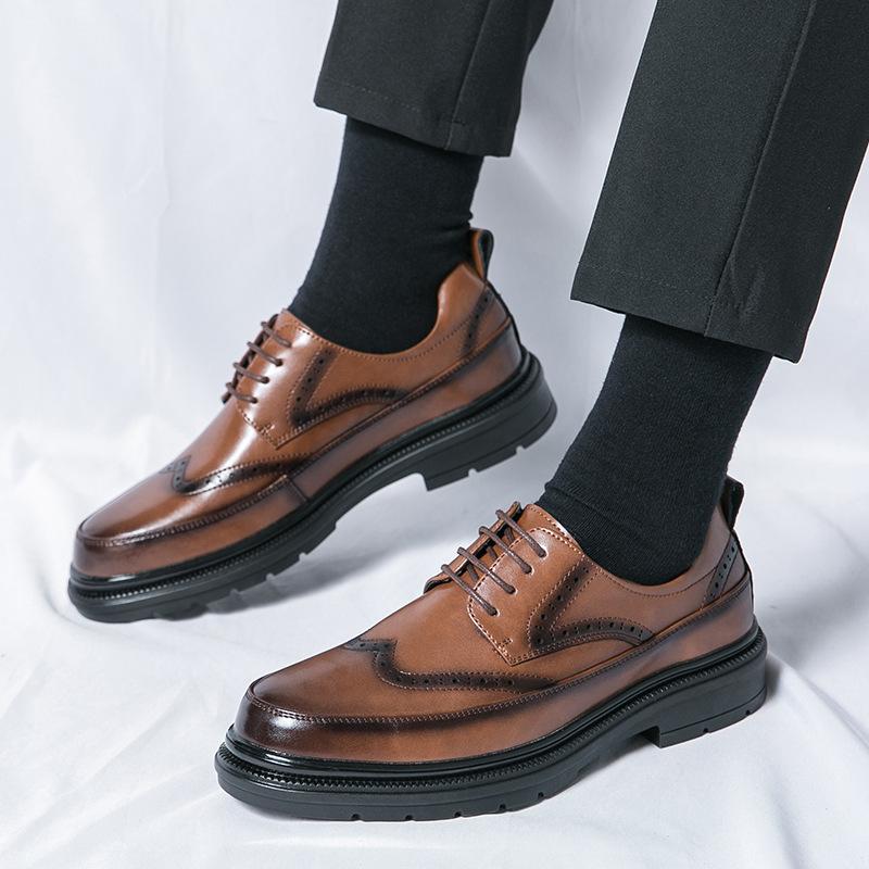 

Брок британский стиль ретро платформа внутренняя высота увеличение коричневые кожаные туфли мужские повседневные деловые нарядные свадебные туфли для жениха 45 коричневый