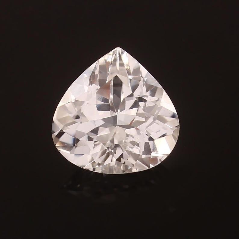 AAA Flawless 16mm Heated Ceylon White Sapphire Heart Cut Loose Gemstone