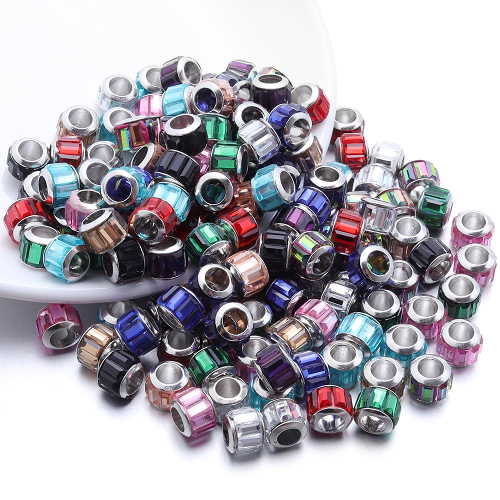 20pcs Resin Beads Diamond Shape Big Hole Round Loose Spacer Beads For DIY Jewelry Making Bracelets Necklace Earrings Accessories