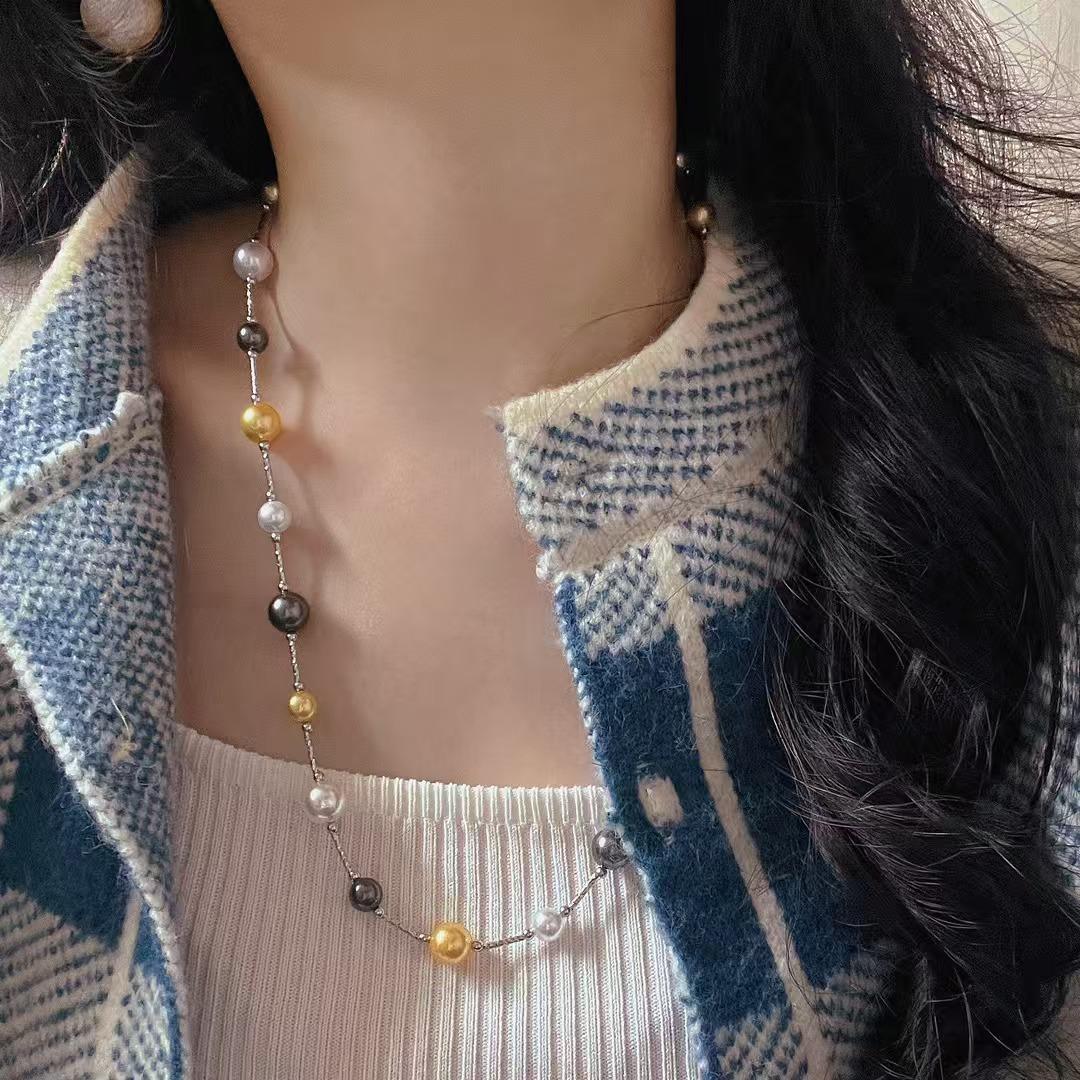 

Vintage High-Quality High-Gloss Faux Crystal Pearl Sweater Chain Collarbone Chain Necklace
