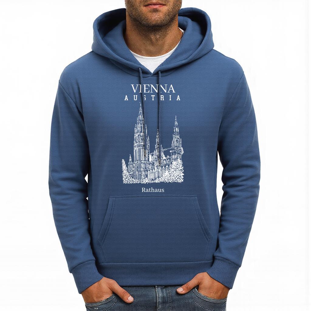 Vienna Austria Rathaus Printing Hoody Men Hip Hop Autumn Hoodies Pocket Fleece Sportswear All-Match Oversized Male Hoodie