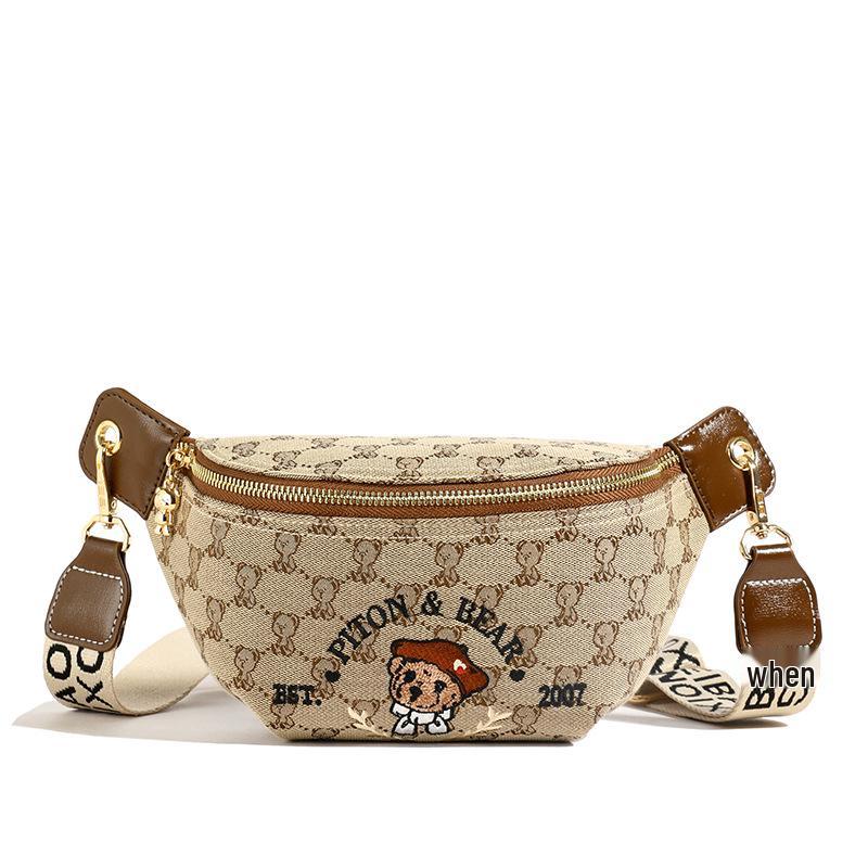 

2025 Нишевая Универсальная Маленький Медвежонок Нагрудная Сумка - Простая Вертикальная Кроссбоди Спортивная Сумка хаки
