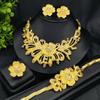 "Dubai Flower Jewelry Set: Necklace, Earrings, Bracelet, Ring - Indian Bridal Set"