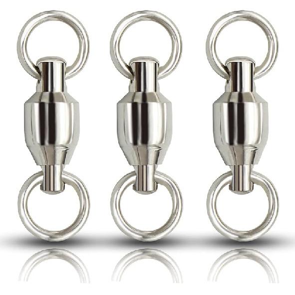 AMYSPORTS Ball Bearing Fishing Swivels Stainless High Strength Bearing Swivels Fishing Barrel Ball Fishing Swivel Freshwater Saltwater Connnector Size0 (31lb) 24 pcs