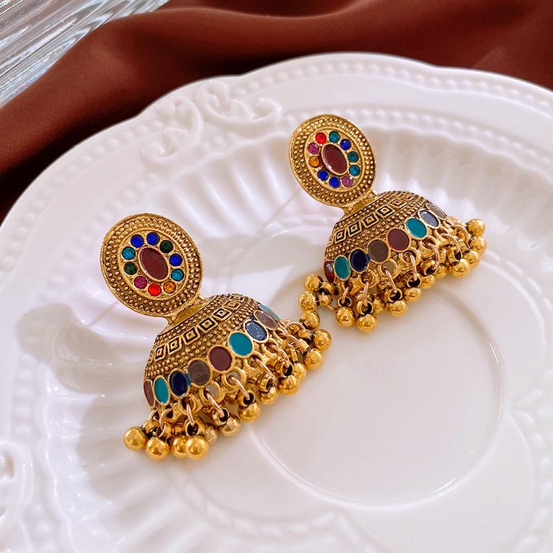 GemChic Femei Nou Set Strasuri Vintage Cercei Ciucure Franjuri Clopoțel Picătură Modă Etnică Cercei Stud Cadou Bijuterii Aniversare Crăciun