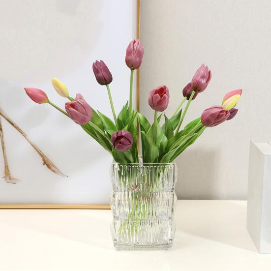 Fake Tulip Flowers Artificial Real Touch Faux Tulip Flower for Spring Easter Home Kitchen Wedding Bouquet Mother's Day Decoration