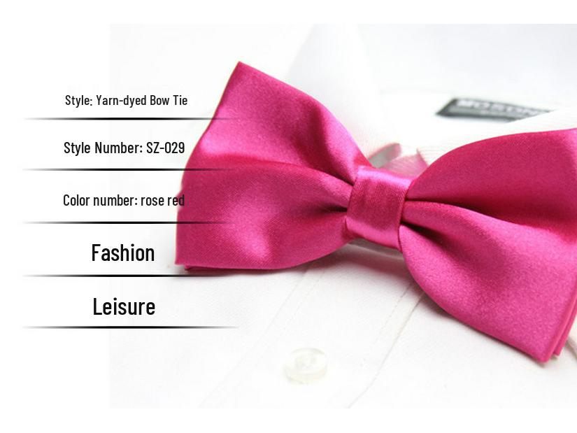 Solid Color Formal Wedding Bow Tie for Men - Customizable Logo and Multi-Color Options