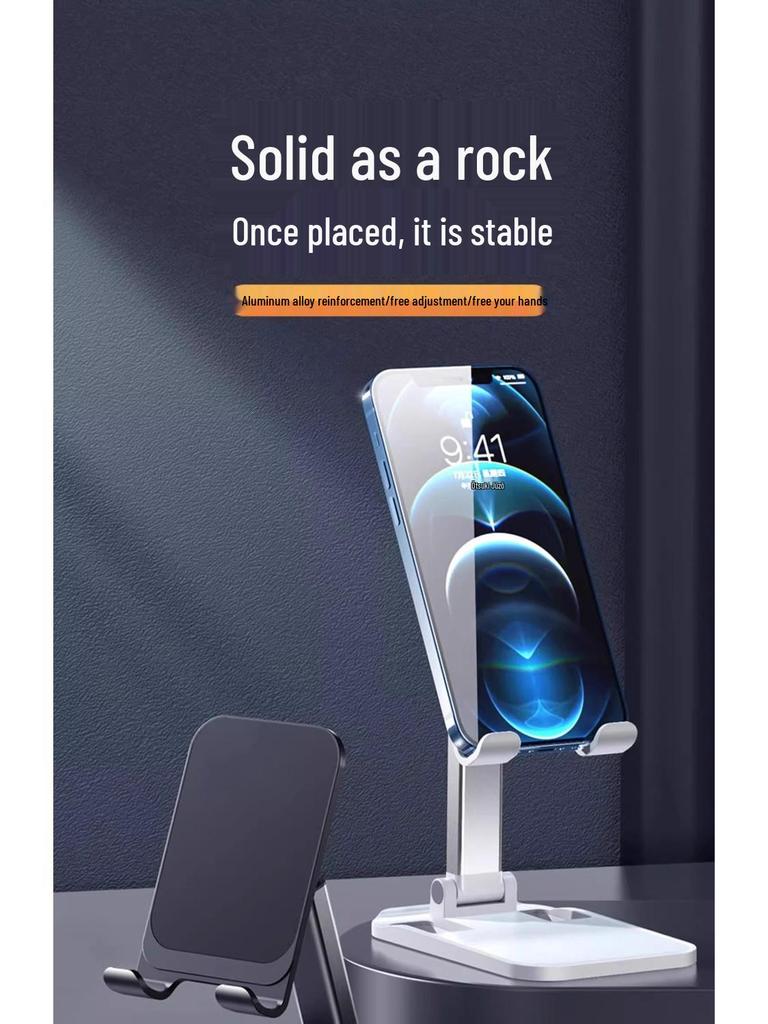 Adjustable Aluminum Phone & Tablet Stand: Weighted Base, Foldable Design