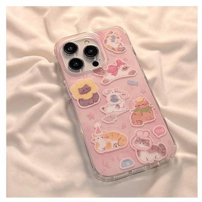 INS Korean Lovely Kitten Creative Pink Star Advenced Phone Case For iPhone 17 16 15 14 12 13 11 Pro Max MAX PLUS Y2K Gift Cover