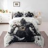 3 Piece Bedding Set with Duvet Cover and 2 Pillowcases - Viking Warrior Bearded With Axe Print - Monochrome Ink Decor