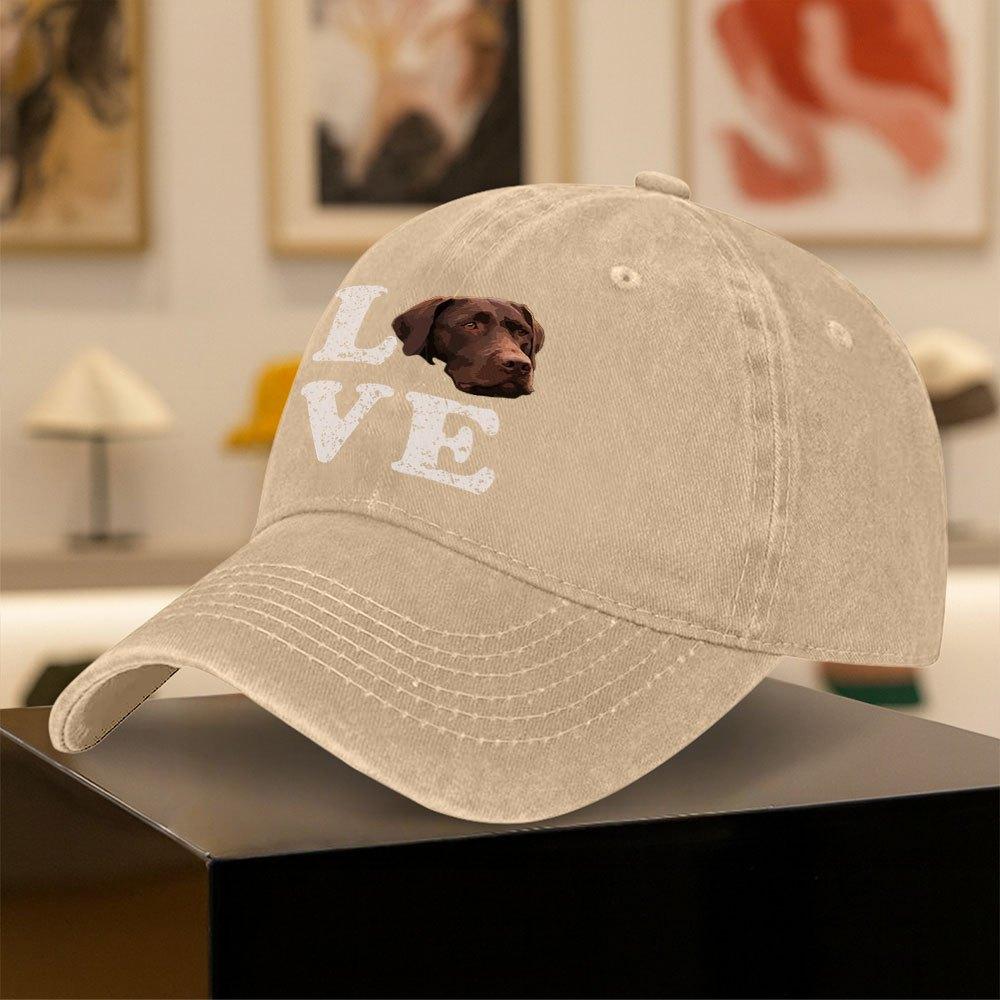 Vintage Washed Baseball Cap with Chocolate Labrador Print  Unisex Outdoor Sports  Daily Wear
