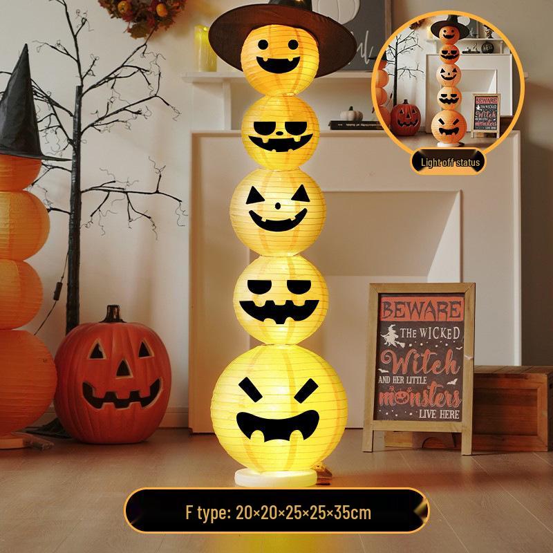 Light-Up Halloween Pumpkin Lantern Ornaments for Bar and Storefront Decor