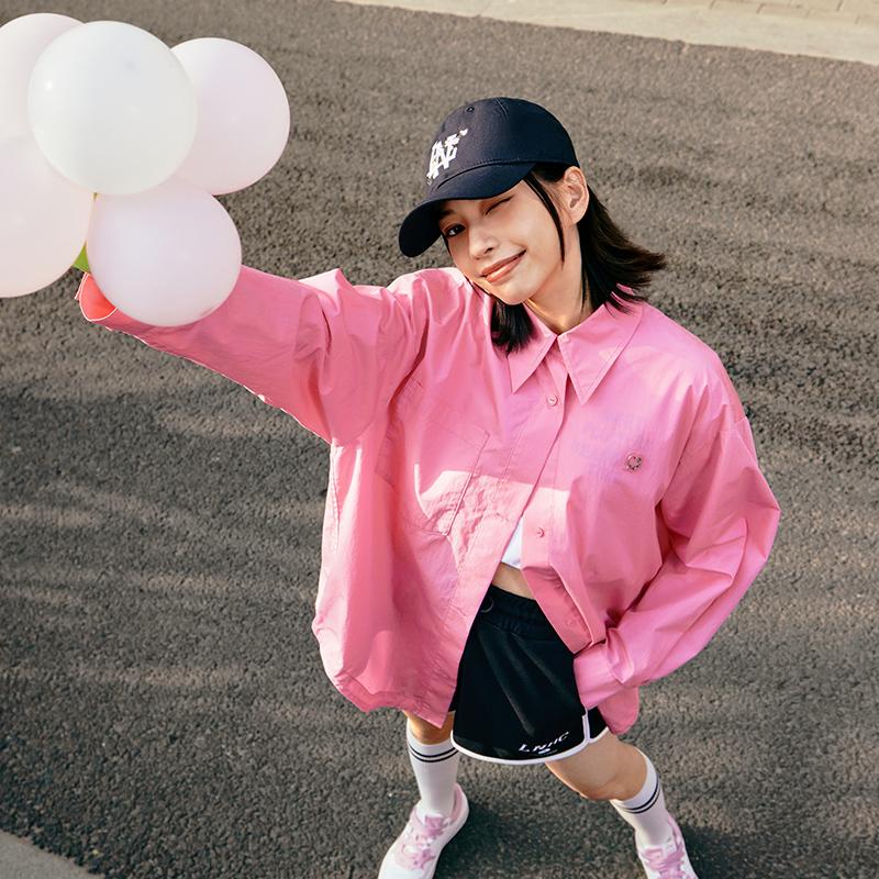 Li Ning Sports Fashion Series Solid Color Casual Long Sleeve Shirt Women shirts Morning-Light-Pink ASHU460-2