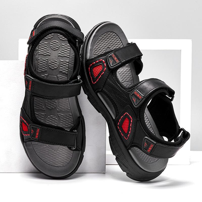 2025 Summer Open-toed Large-size Sandals Cowhide Fashion Versatile Outdoor Beach Shoes Quick-drying Lightweight Casual Men's Shoes Trend