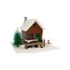 Gobricks MOC Snowy Winter Cottage Bricks Model Creative Street View Christmas House Lodge Building Blocks Snowflake Tree Toys