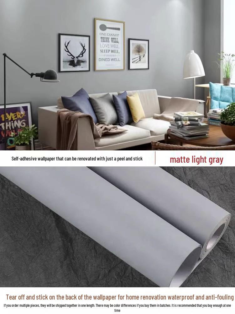 

Водонепроницаемые самоклеящиеся ПВХ обои для шкафа и ремонта комнаты Matte Light Gray