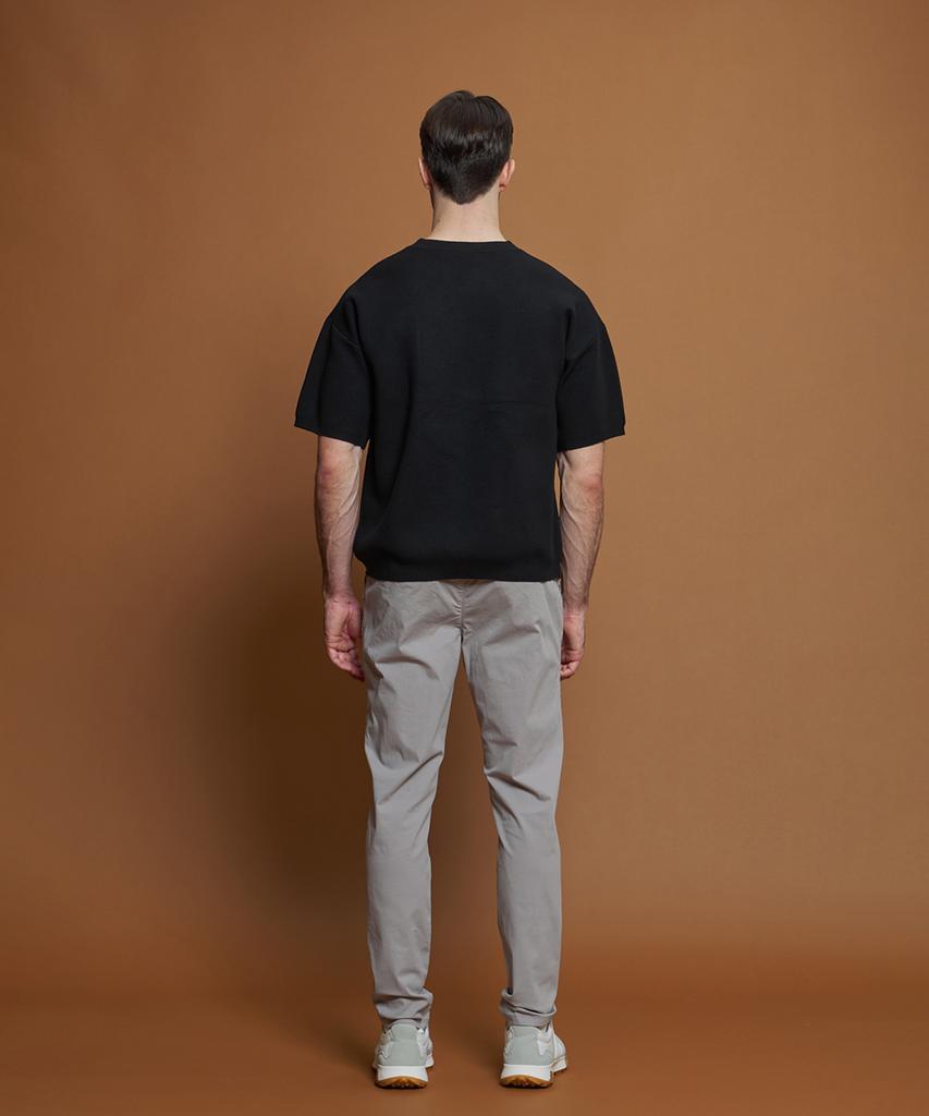 PANICALE Black Wool Blend Short Sleeve Pocket Sweater