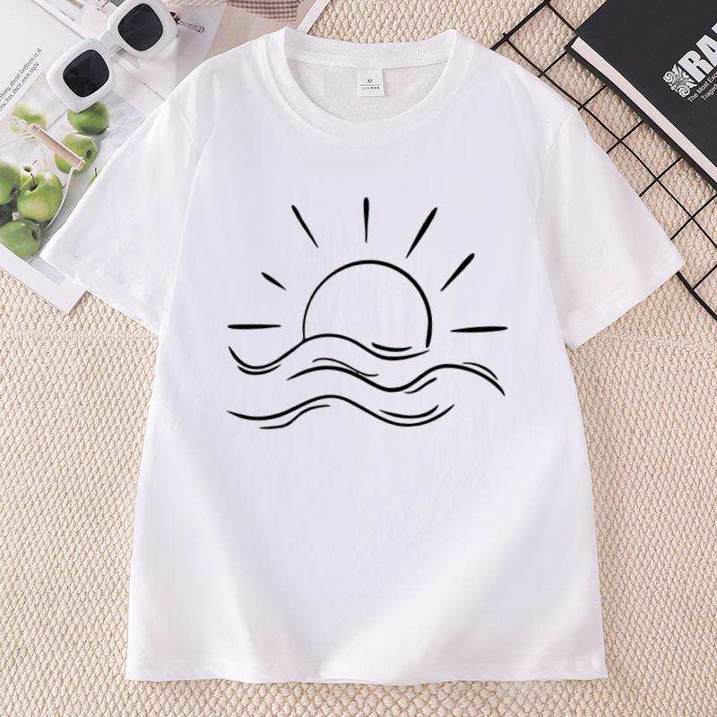 Sunshine T Shirt Unisex Summer Sun Beach TShirts Casual Round Neck Printed Cotton Short Sleeve Tshirts Unisex Streetwear Tops