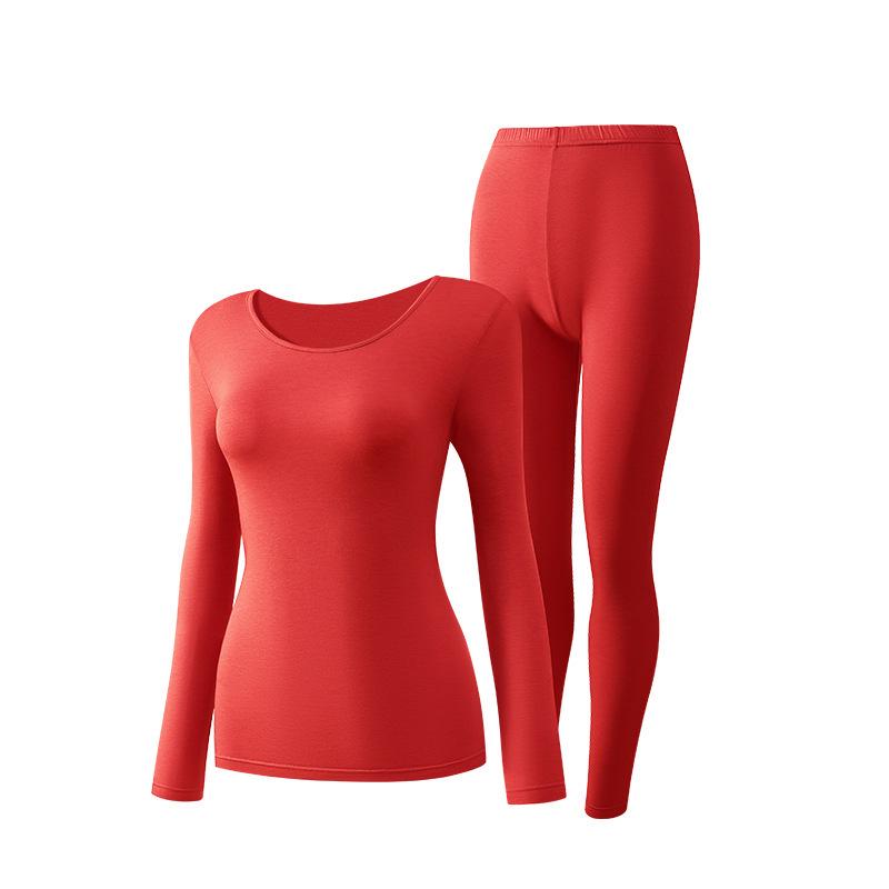 "Leica Pure Cotton Antibacterial Thermal Underwear Set: Women's Round Neck, Lightweight Warm Autumn Clothes and Trousers"
