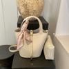 Lychee Pattern High-end Women's Bag Summer New Bucket Bag Fashion Versatile Silk Scarf Shoulder Handbag