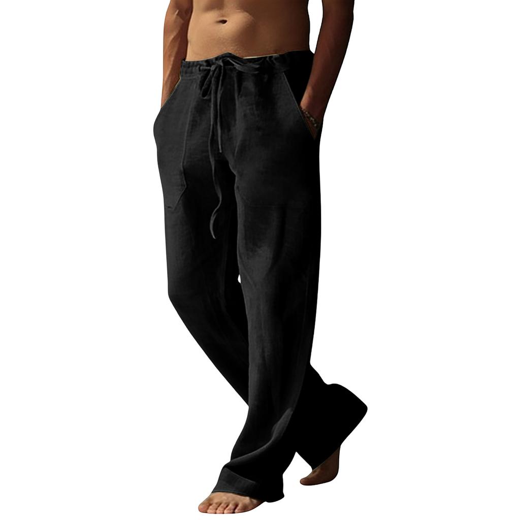 Pantalon Homme Coton Lin Pantalon Homme Mode Décontractée Coton Lin