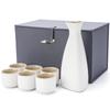 Keramik-Sake-Karaffen-Set, Sake-Set, Japanisches Sake-Set, Kalt-Sake-Set, Traditionelle Keramik, 150ml Karaffe, 6 x 30ml Sake-Tassen, in einer Brokatbox.