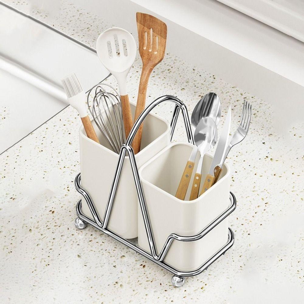 Carbon Steel Chopsticks Storage Box Countertop Type Utensil Holder Cutlery Storage Rack  Kitchen