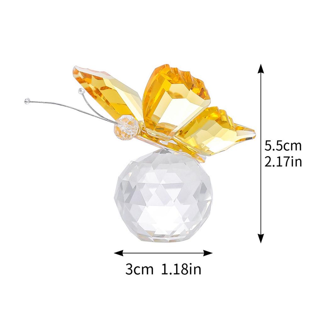 Colorful Crystal Butterfly Ornament Glass Ball Base Sparkling Desktop Decor Home Figurine Hanging Crystal Craft Gift