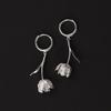 Tulip Flower Design Pendant Hoop Earrings for Women Fashion Personalized Jewelry Light Luxury and French Niche Design Earrings