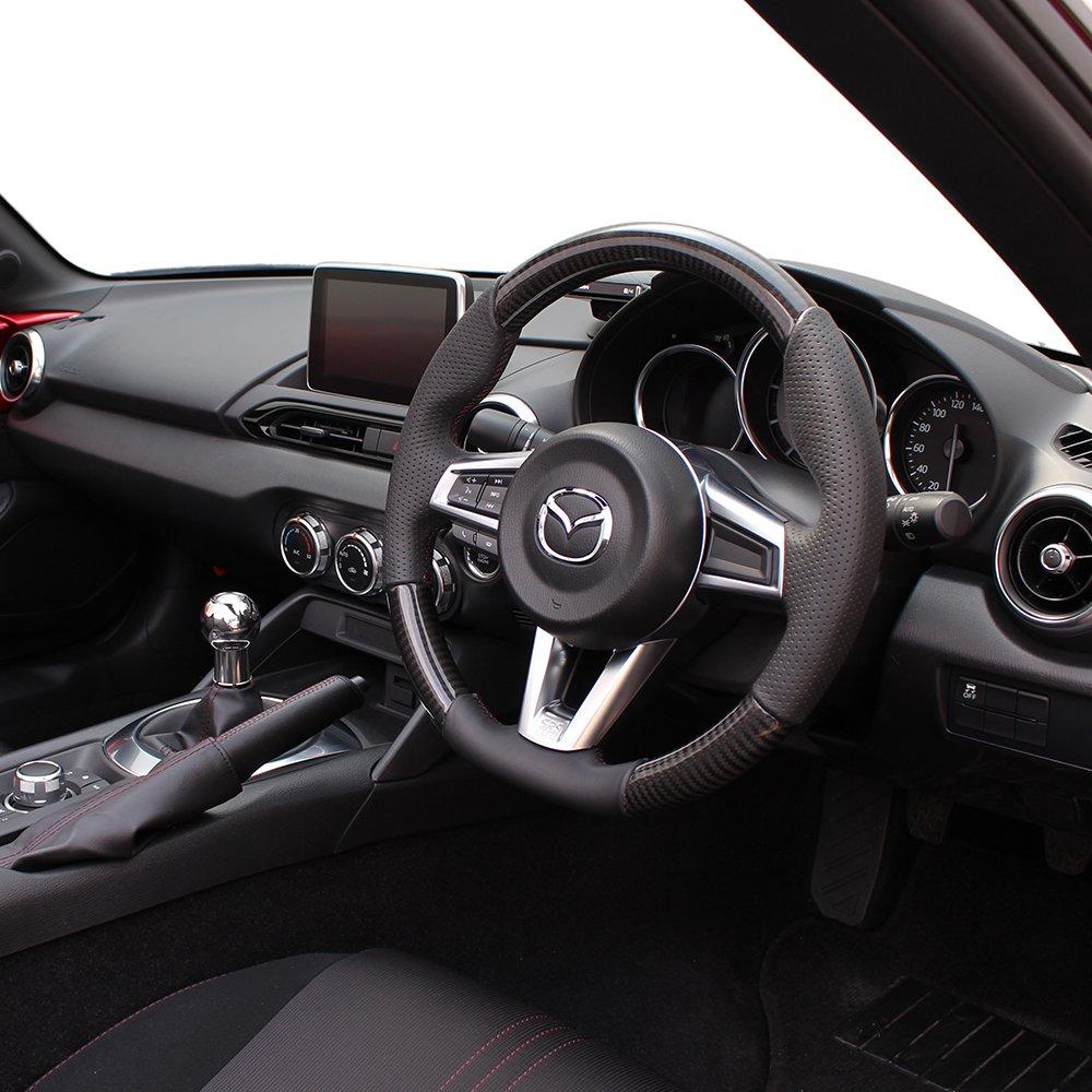 REAL Steering Wheel Roadster Gun Grip Black Carbon [Mazda (ND)] MZC-BKC-DW