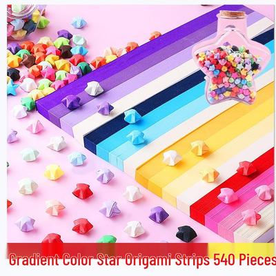 Strisce per Origami a Stella Multicolore Gradiente - 540 Fogli per Creare Stelle Fortunate a Cinque Punte