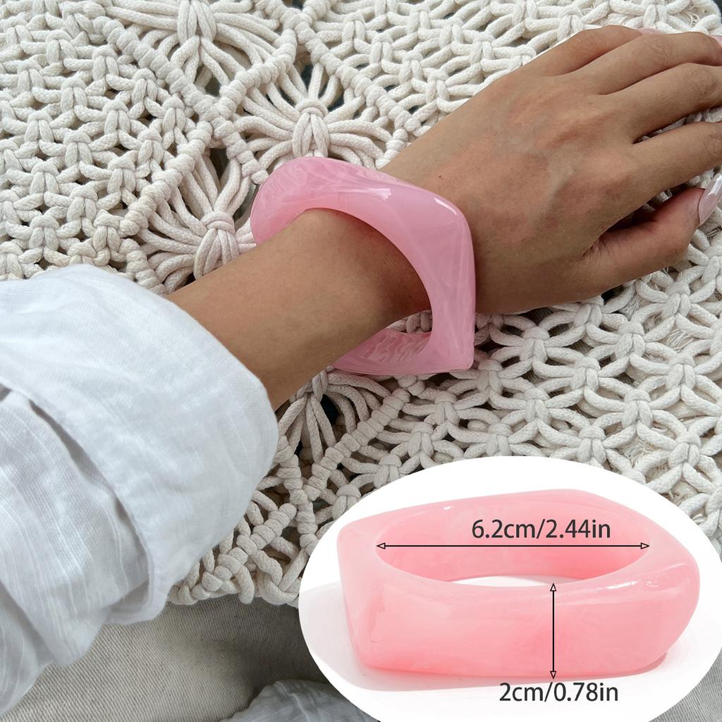 Irregular Wind Smudging Acrylic Bracelet, Exaggerated Translucent Gold Foil Resin Wide-Sided Bracelet