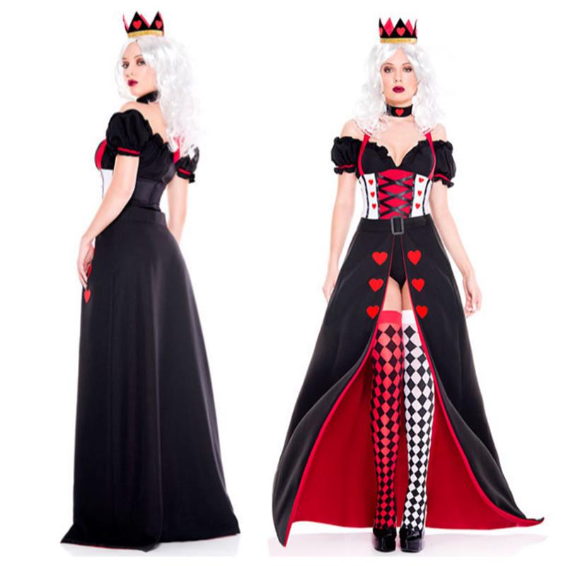 Size-Coded Red Heart Queen Halloween Costume: Witch, Vampire, Demon Performance Outfit XL