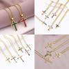 Colorful Zircon Crystal Cross Necklace for Women – Trendy European and American Summer Accessory