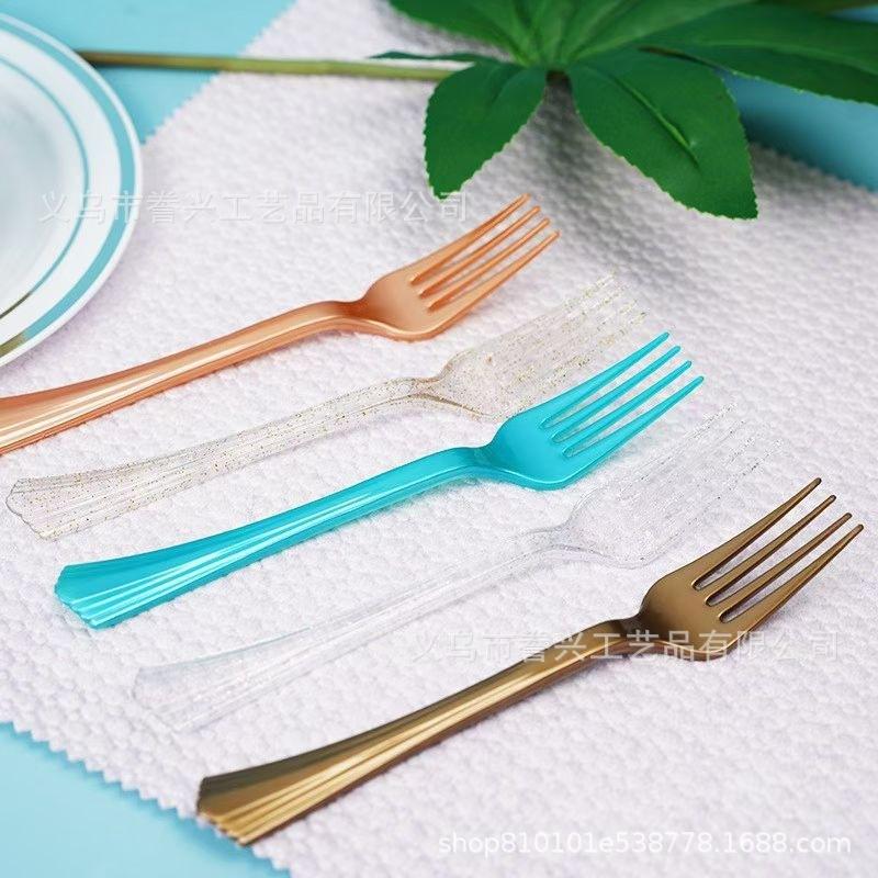 Party Birthday Spot Disposable Knives, Forks And Spoons Plastic Tableware Festive Party Dovetail Knives, Forks And Spoons Foreign Trade